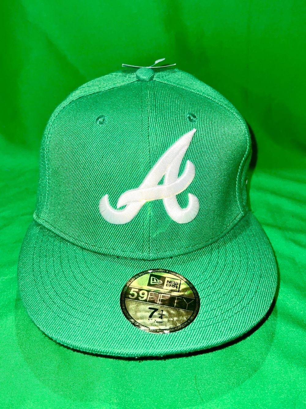 New Era Field Green Atlanta 59FIFTY Fitted Hat w/ 3D White A Braves Logo 🔥💚⚾️
